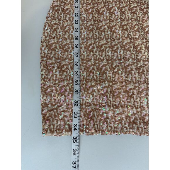 Dress The Population Women's Zoe Sequin Mini Dress Cap Sleeves Beige Tan Size M - Picture 11 of 12